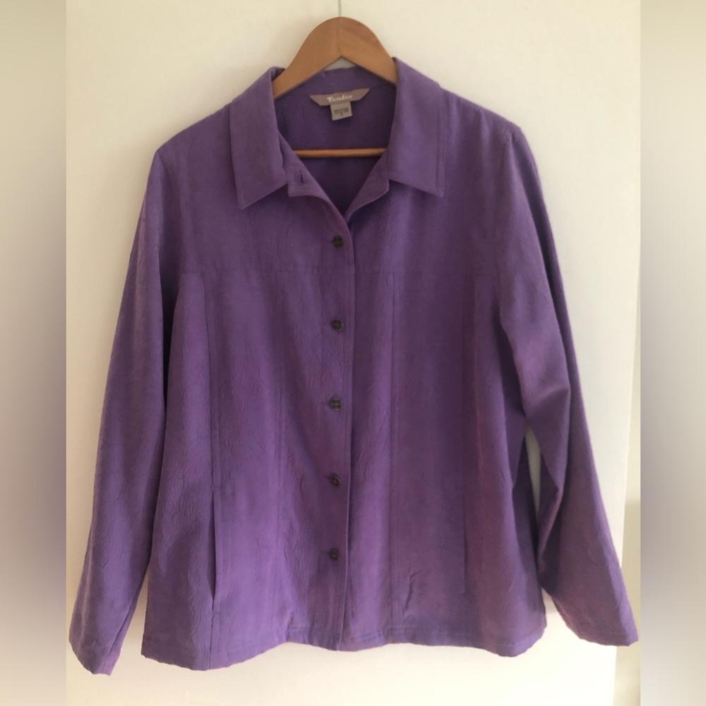 Lilac Button-Down Shirt-Jacket Layer with Silk lining